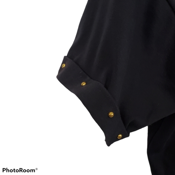 Black Studded Top w/h Faux Leather Accents - Picture 4 of 7